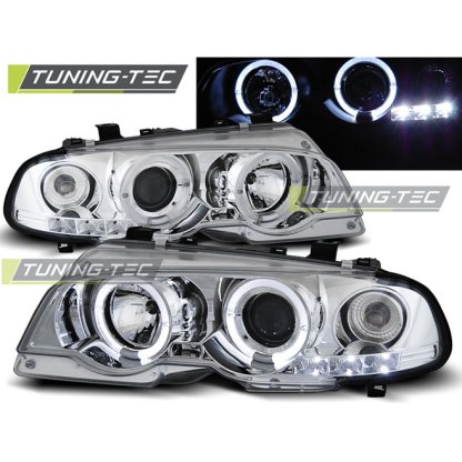 Přední světla angel eyes BMW E46 Coupe 98-01 chromové