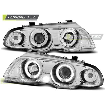 Přední světla angel eyes BMW E46 Limo 98-01 chrom