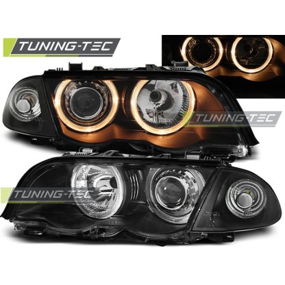 Přední světla angel eyes BMW E46 limo/touring - černé 98-01