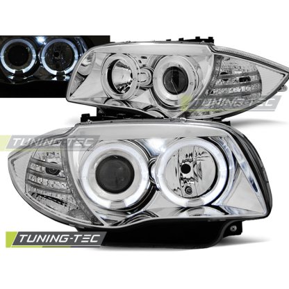Přední světla angel eyes BMW E87 04-11 chrom