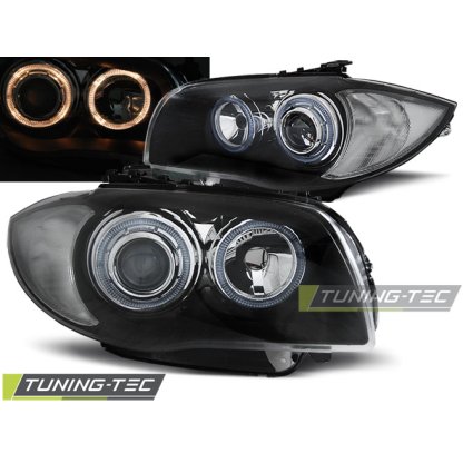 Přední světla angel eyes BMW E87 04+ černá