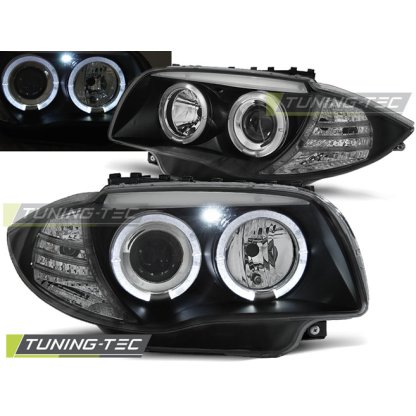 Přední světla angel eyes BMW E87 04- černá