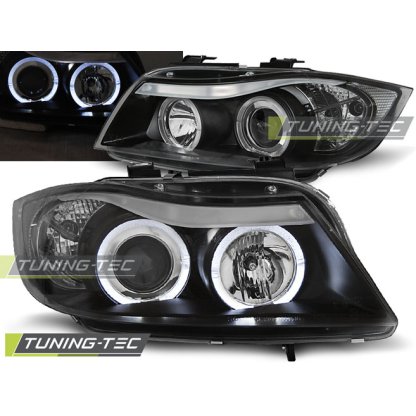 Přední světla angel eyes BMW E90/E91 05-08 černá