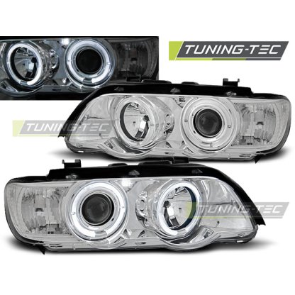 Přední světla angel eyes BMW X5 E53 99-03 chrom