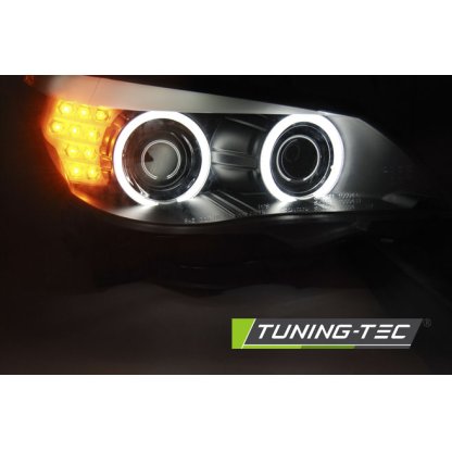 Přední světla angel eyes CCFL BMW E60/E61 03-07 černé