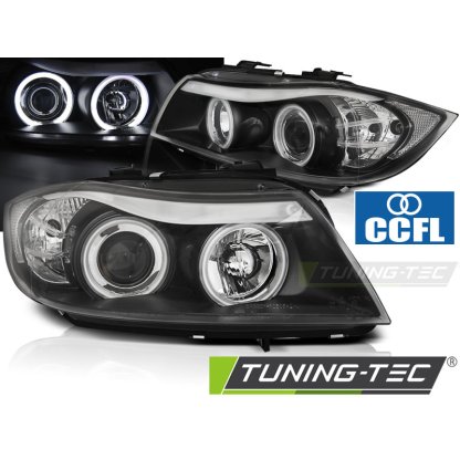 Přední světla angel eyes CCFL BMW E90/E91 05-08 černá