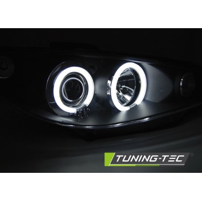 Přední světla angel eyes CCFL Peugeot 206 02- černá