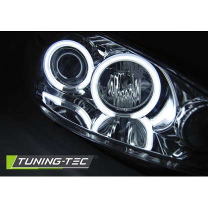 Přední světla angel eyes CCFL Peugeot 206 02- chrom
