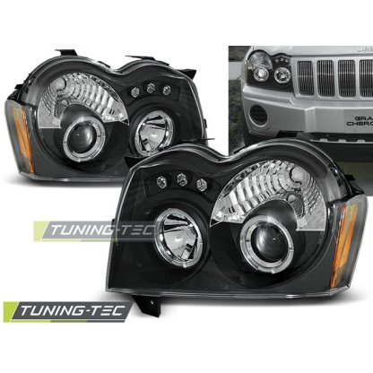 Přední světla angel eyes Chrysler Jeep Grand Cherokee 05-08 černá