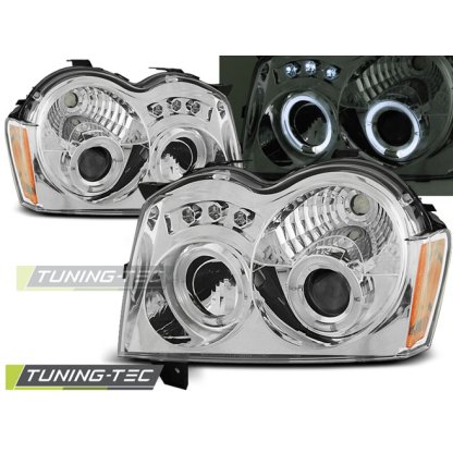Přední světla angel eyes Chrysler Jeep Grand Cherokee 05-08 chrom