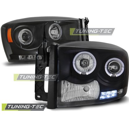 Přední světla angel eyes Dodge Ram 06-08 černá