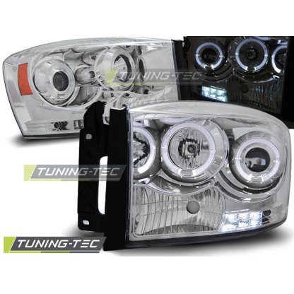 Přední světla angel eyes Dodge Ram 06-08 Chrom