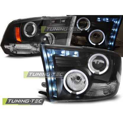 Přední světla angel eyes Dodge Ram 09-11 černá