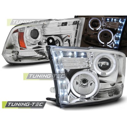 Přední světla angel eyes Dodge Ram 09-11 Chrom