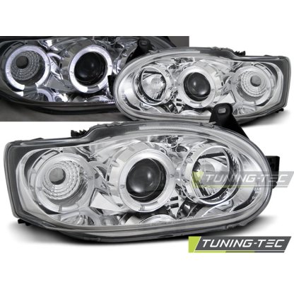 Přední světla angel eyes Ford Escort MK6/7 chrom