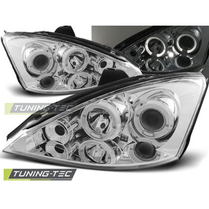 Přední světla angel eyes Ford Focus chromové 01-04
