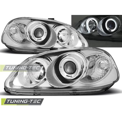Přední světla angel eyes Honda Civic 2/5dv. chromové 99-01