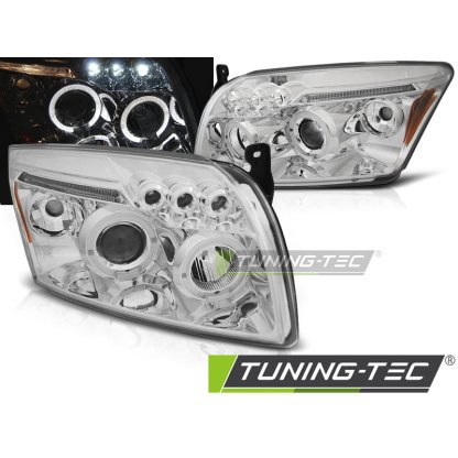 Přední světla angel eyes, LED, Dodge Caliber 06-12 chromová