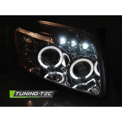 Přední světla angel eyes, LED, Dodge Caliber 06-12 chromová