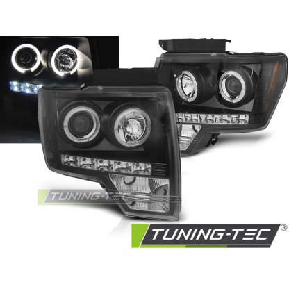 Přední světla angel eyes, LED, FORD F150 MK12 08-14 černá