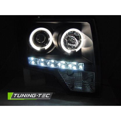 Přední světla angel eyes, LED, FORD F150 MK12 08-14 černá