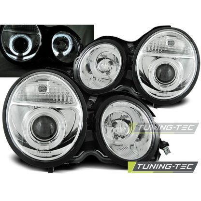 Přední světla angel eyes Mercedes-Benz E W210 (95-99) chrom