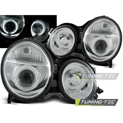Přední světla angel eyes Mercedes-Benz E W210 99-02 chrom