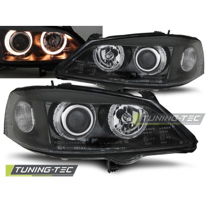 Přední světla angel eyes Opel Astra G černé