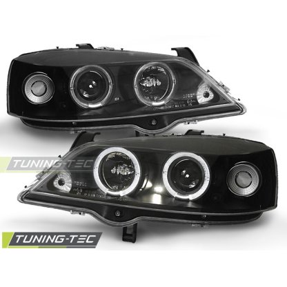 Přední světla angel eyes Opel Astra G - černé