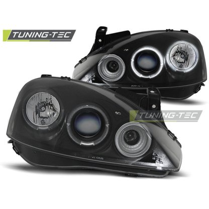 Přední světla angel eyes Opel Corsa C černé