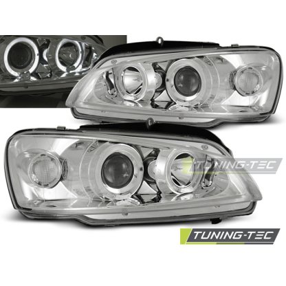 Přední světla angel eyes Peugeot 106 - chromové