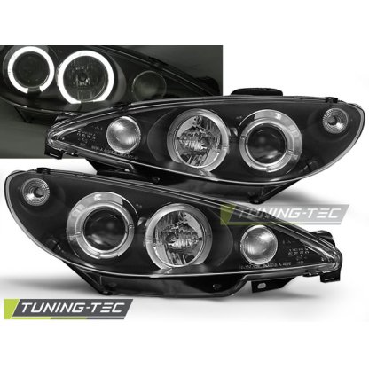 Přední světla angel eyes Peugeot 206 černé 98-02