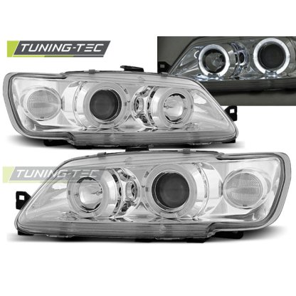Přední světla angel eyes Peugeot 306 chromové