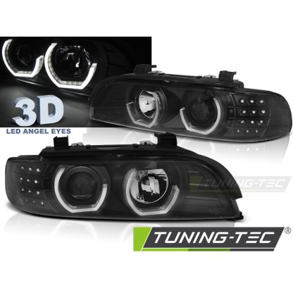 Přední světla angel eyes s LED BMW E39 95-03 černá