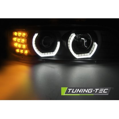 Přední světla angel eyes s LED BMW E39 95-03 černá