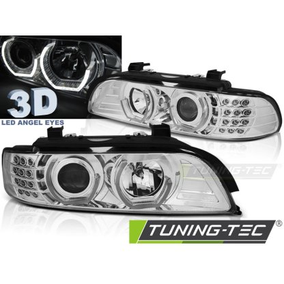 Přední světla angel eyes s LED BMW E39 95-03 chrom