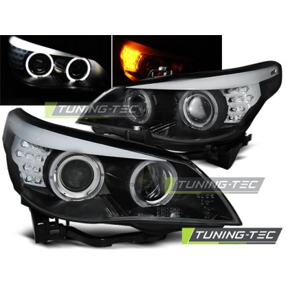 Přední světla angel eyes s LED BMW E60/E61 03-07 černá