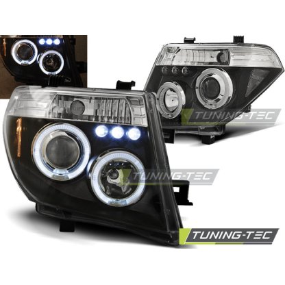 Přední světla Angel Eyes s LED Nissan Navara D40/Pathfinder 05-10 černá