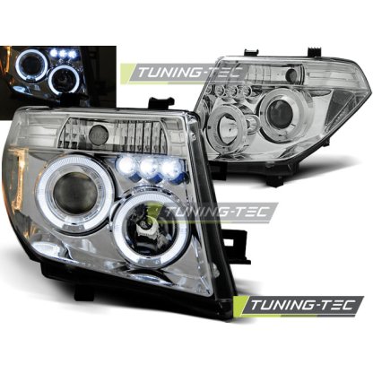 Přední světla Angel Eyes s LED Nissan Navara D40/Pathfinder 05-10 chrom