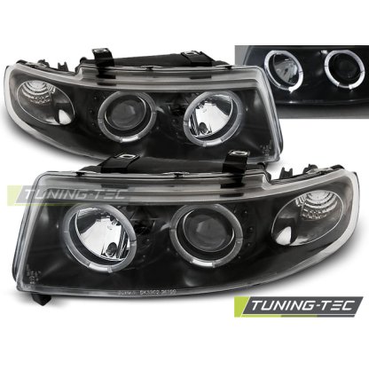 Přední světla angel eyes SEAT Leon/Toledo 99-04 černé