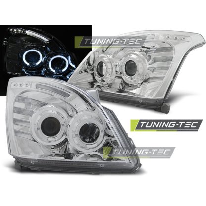 Přední světla angel eyes Toyota Landcruiser 120 03-09 chromová