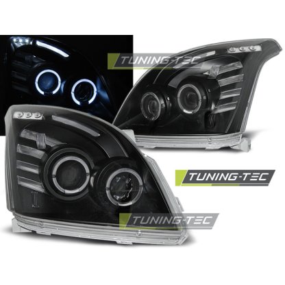 Přední světla angel eyes Toyota Landcruser 03-09 černá