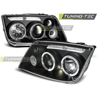 Přední světla angel eyes VW Bora - černá