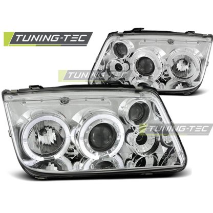 Přední světla angel eyes VW Bora - chromová