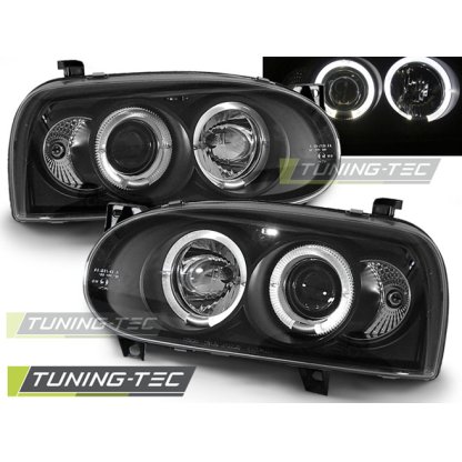 Přední světla angel eyes VW Golf 3 - černá