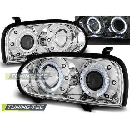 Přední světla angel eyes VW Golf 3 chrom 92-98