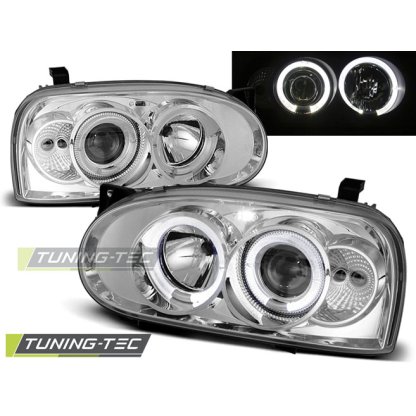 Přední světla angel eyes VW Golf 3 - chromová