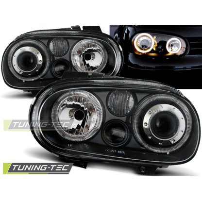 Přední světla angel eyes VW Golf 4 černé