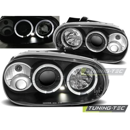 Přední světla angel eyes VW Golf 4 - černé