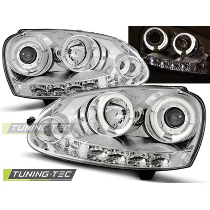 Přední světla angel eyes VW Golf 5 chromové